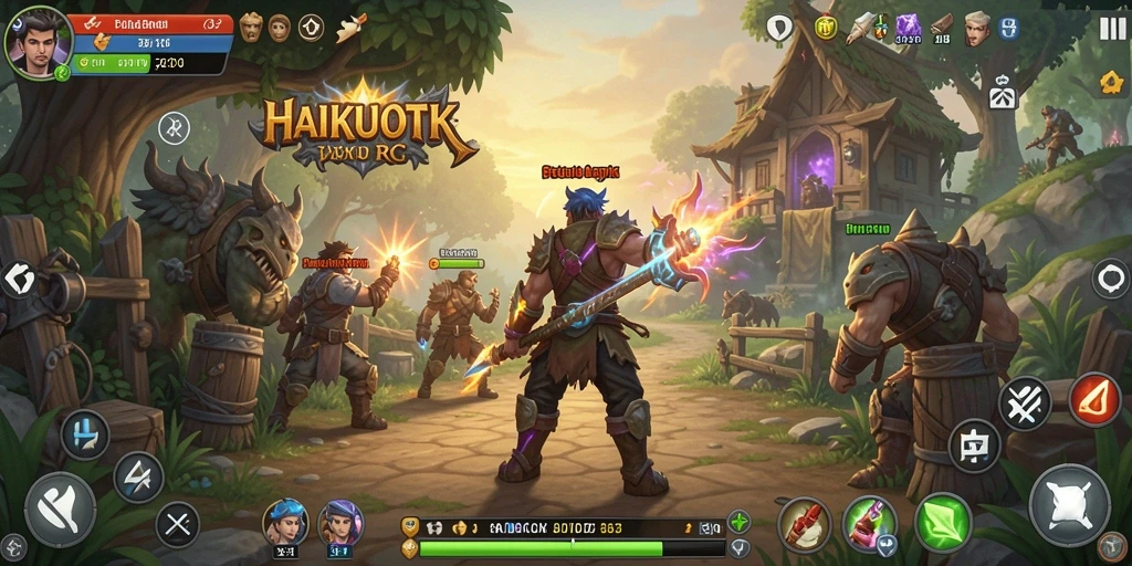 Tampilan gameplay HAIKUOTK yang memukau dan penuh aksi.