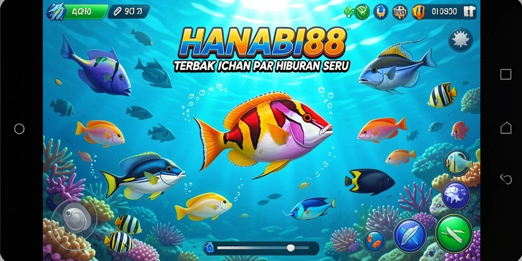 Tampilan menarik dari gameplay Tembak Ikan di HANABI88.